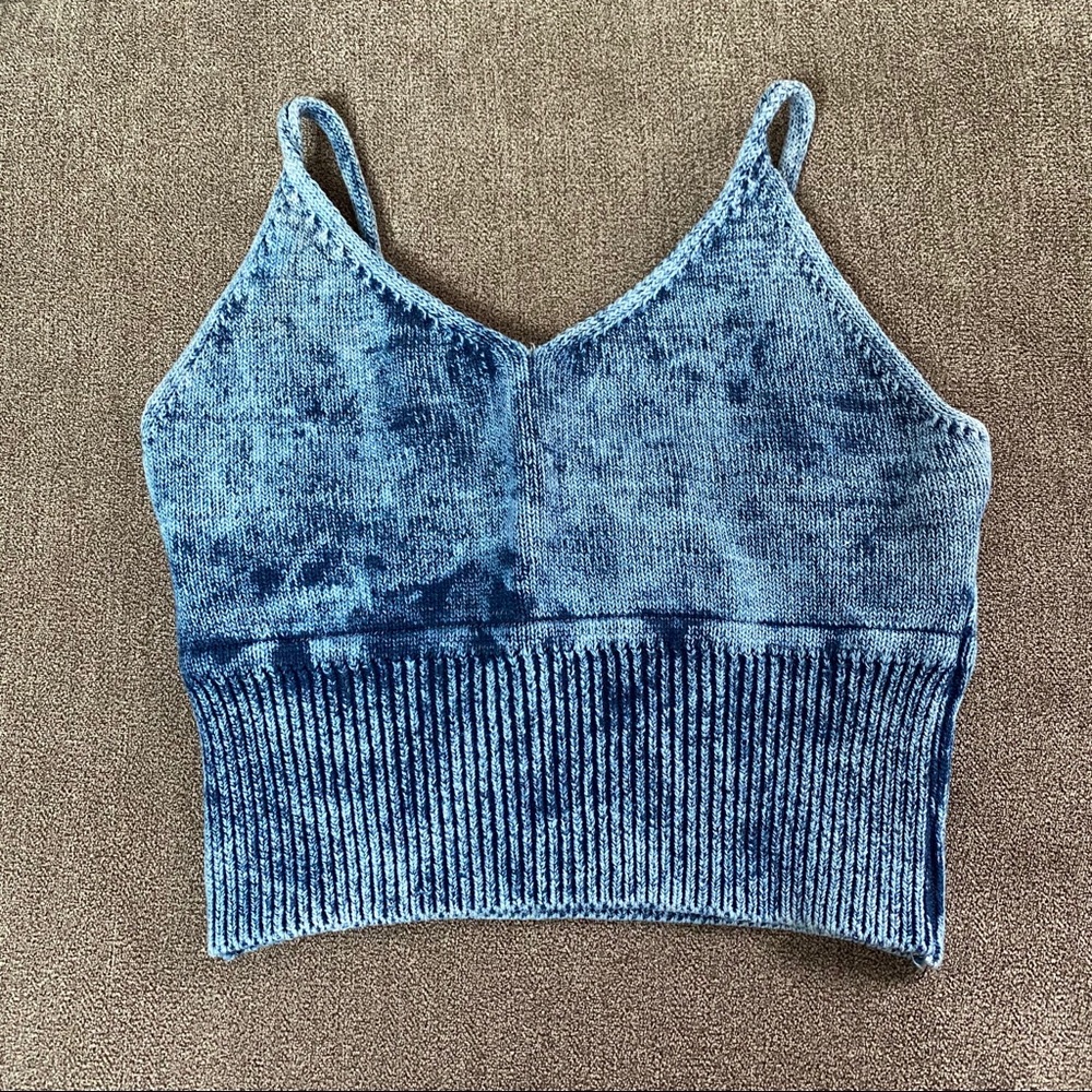 Dreamers Blue Knit Crop Tank Top